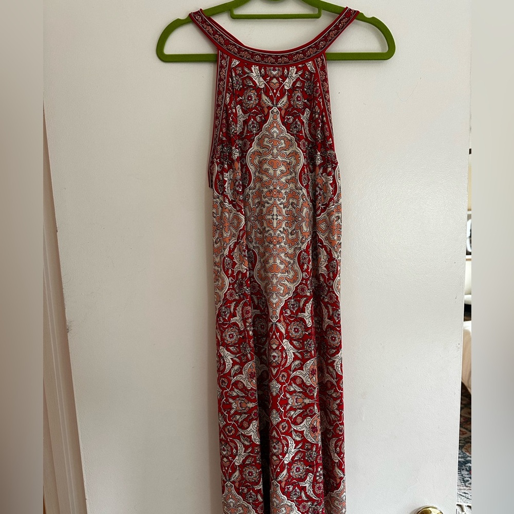 Max Studio Red and Cream Paisley Dress